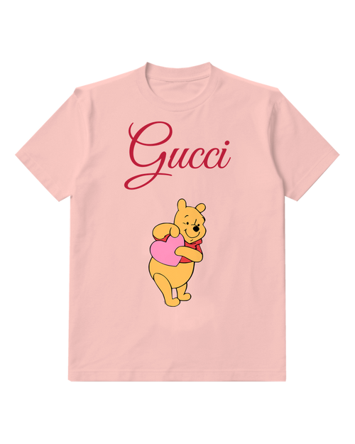 Blush Pink Bear Pink Heart Hug Graphic T-Shirt - front product view