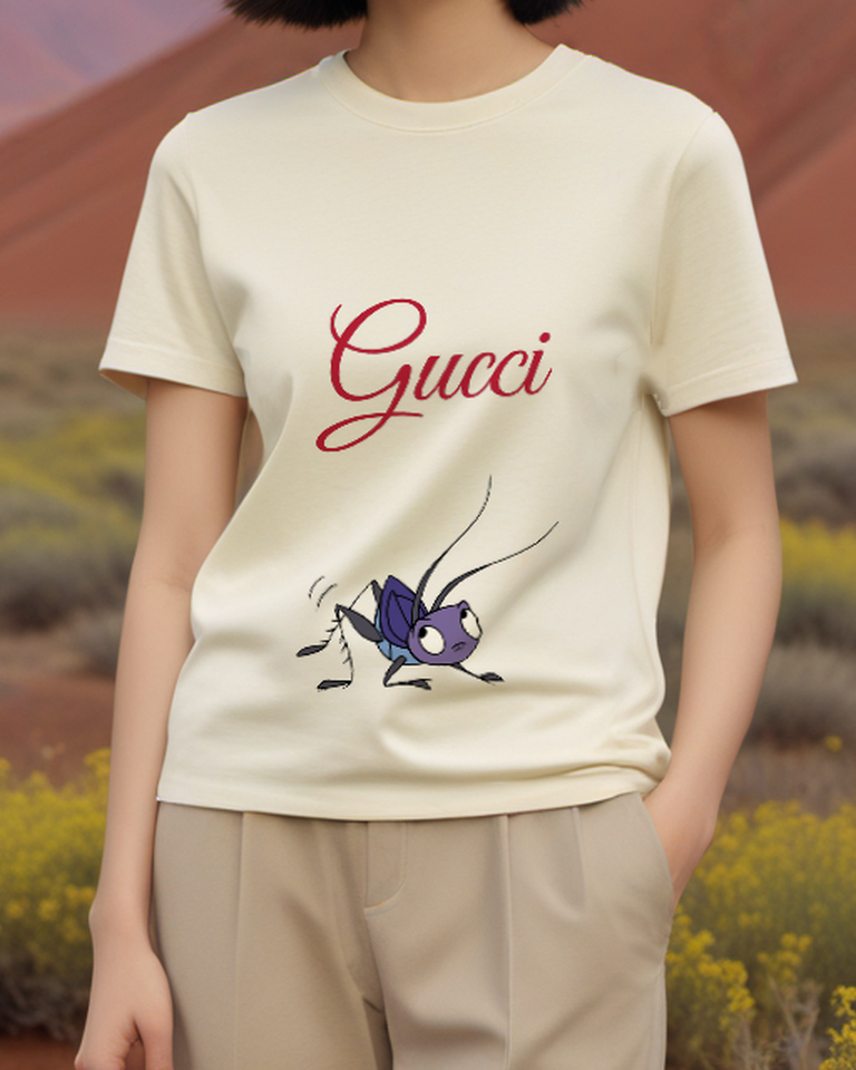 Ivory Purple Cricket Long Antennae Graphic T-Shirt - model wearing view