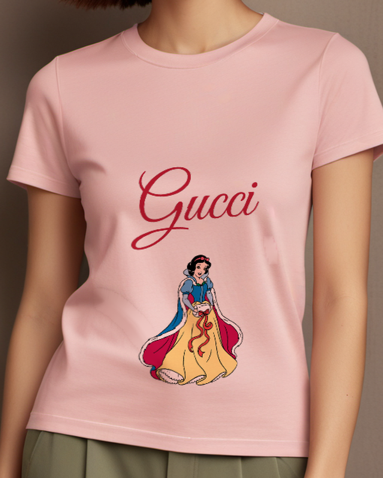 Blush Pink Snow White In Festive Gown Graphic T-Shirt - model wearing view