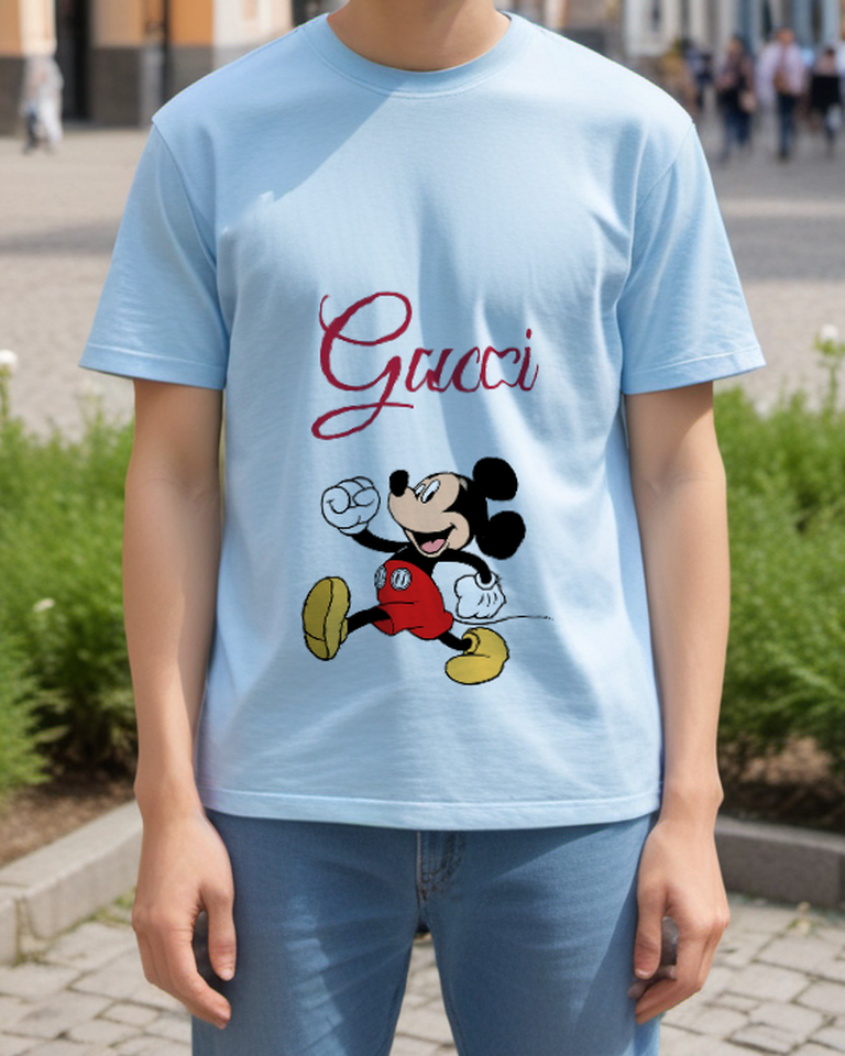 Sky Blue Marching Fist Mouse Graphic T-Shirt - styled view 2