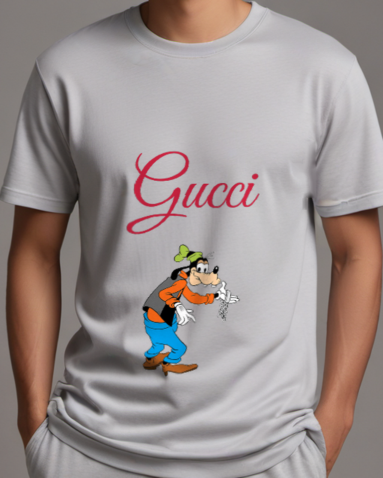 Light Gray Goofy Holding Broken Chain Graphic T-Shirt - model wearing view