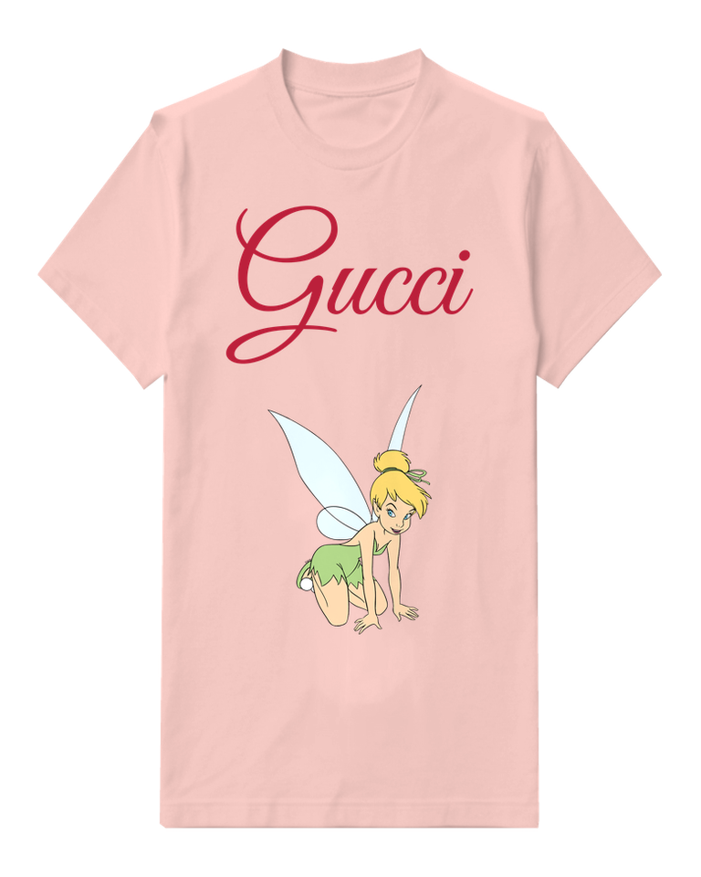 Blush Pink Tinker Bell Crouching On Knees Graphic T-Shirt - front product view
