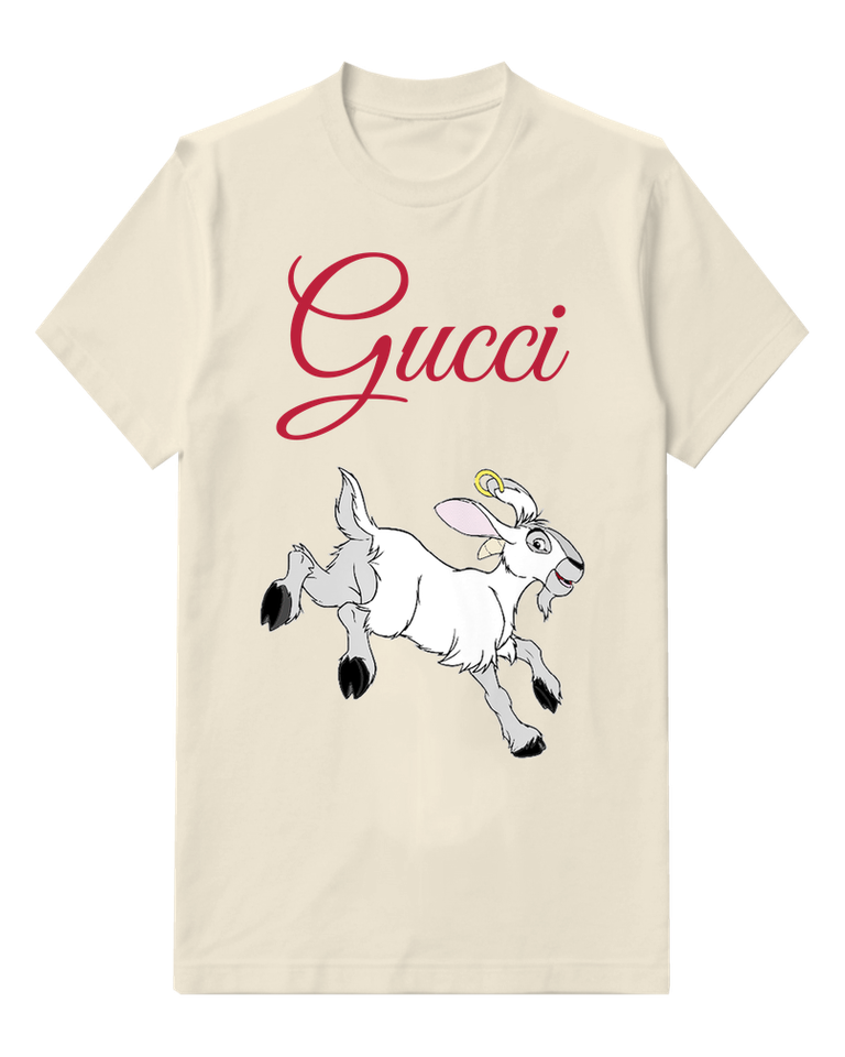 Ivory Goat Running With Golden Ring Graphic T-Shirt - front product view
