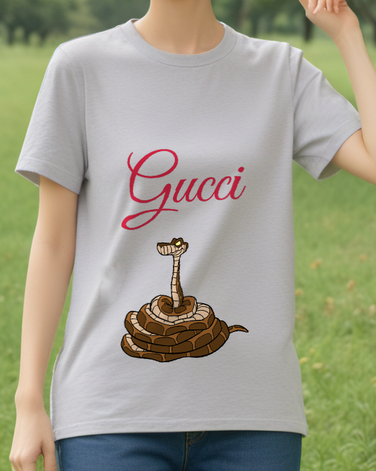 Light Gray Coiled Brown Snake Graphic T-Shirt - styled view 5