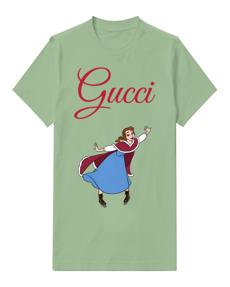 Sage Green Belle Skating Gracefully Graphic T-Shirt - front product view