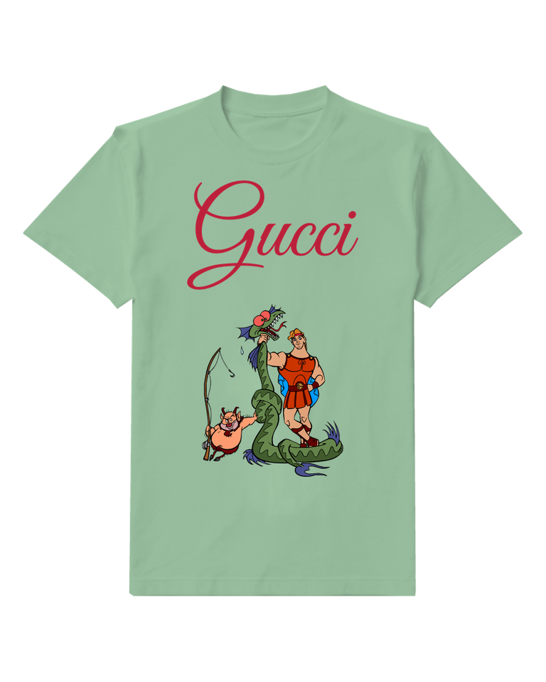 Sage Green Hercules Holds Dragon By Mouth Graphic T-Shirt - front product view