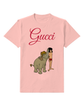 Blush Pink Mowgli Stands Beside Elephant Graphic T-Shirt - front product view