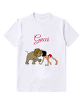 White Young Boy And Elephant In Playful Stance Graphic T-Shirt - front product view