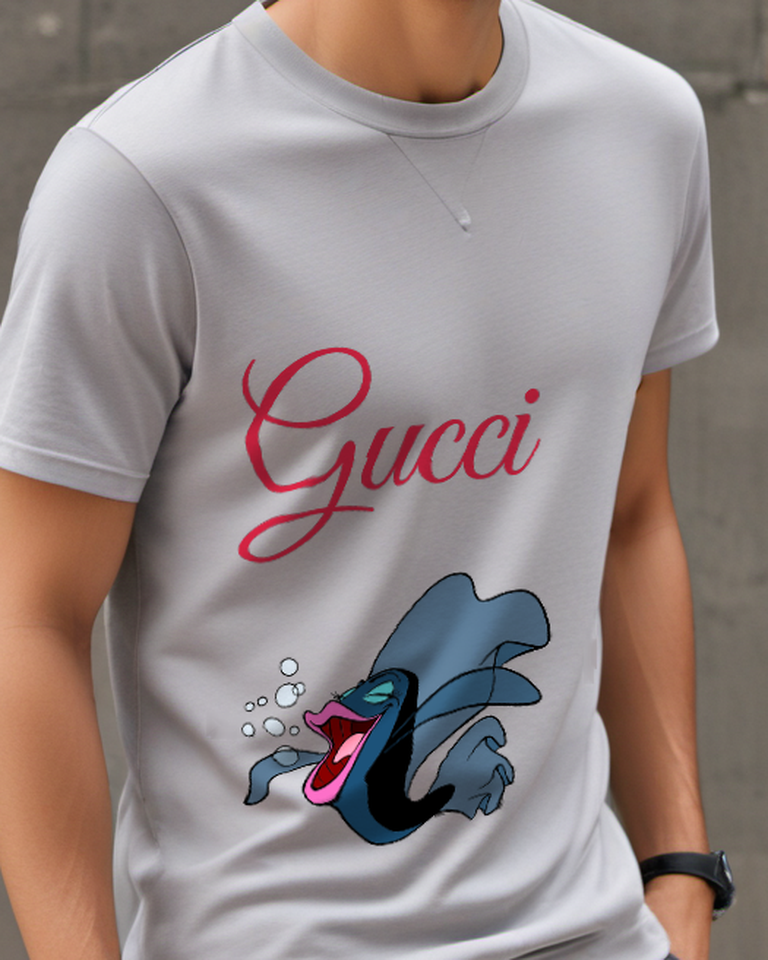 Gray Blackfish Underwater Screaming Graphic T-Shirt - model wearing view