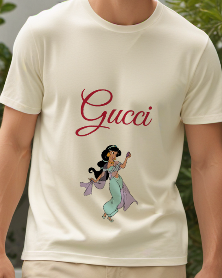Ivory Turquoise Princess Flowing Lavender Scarf Graphic T-Shirt - model wearing view