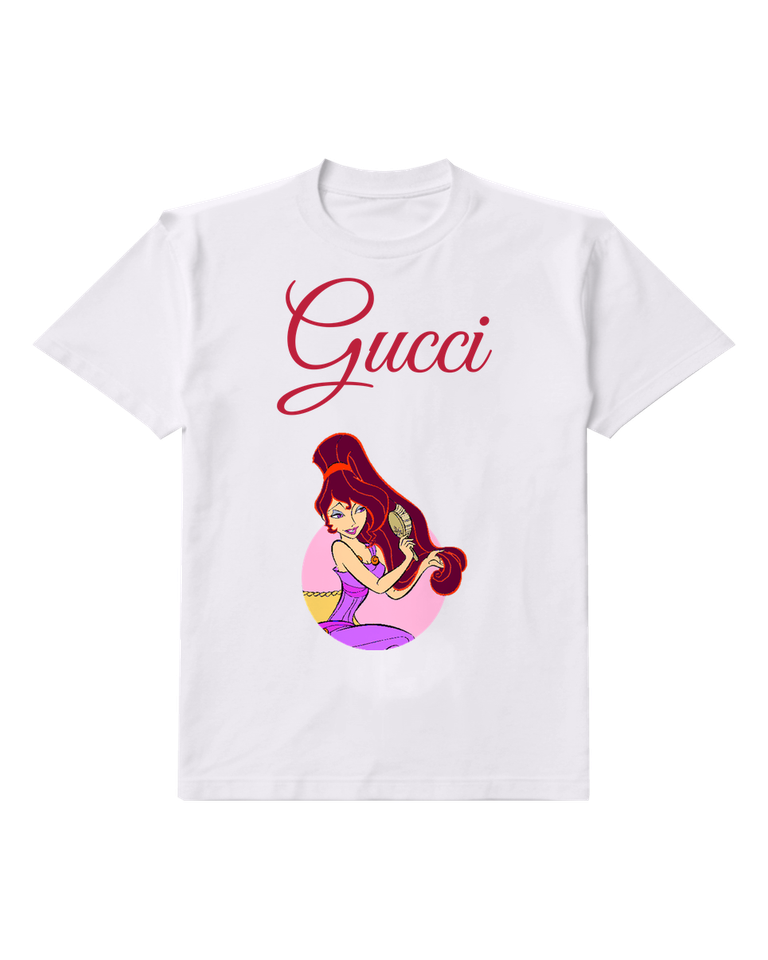 White Meg Brushing Long Red Hair Graphic T-Shirt - front product view