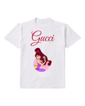 White Meg Brushing Long Red Hair Graphic T-Shirt - front product view