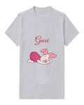 Light Gray Sleeping Piglet Chin On Paws Graphic T-Shirt - front product view