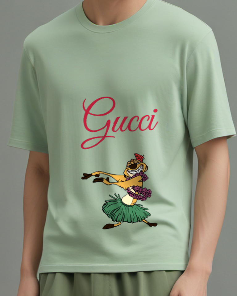 Sage Green Meerkat Grass Skirt Graphic T-Shirt - model wearing view