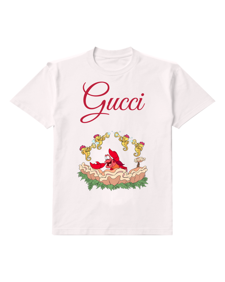 White Mermaid Floral Swing Graphic T-Shirt - front product view