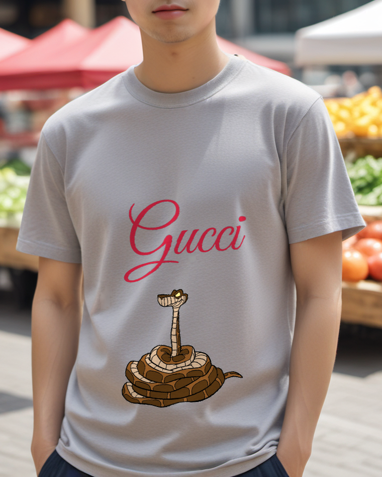 Light Gray Coiled Brown Snake Graphic T-Shirt - styled view 2
