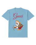 Sky Blue Sneezy Crouching Yelling With Pickaxe Graphic T-Shirt - front product view