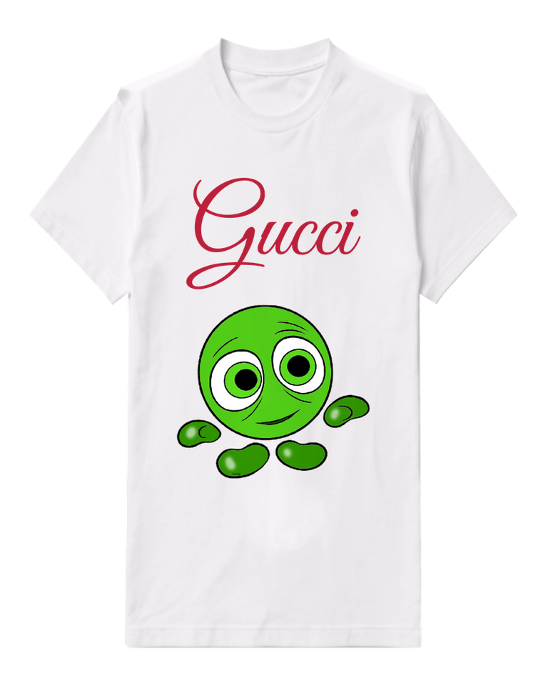 White Green Round Faced Cartoon Character Graphic T-Shirt - front product view