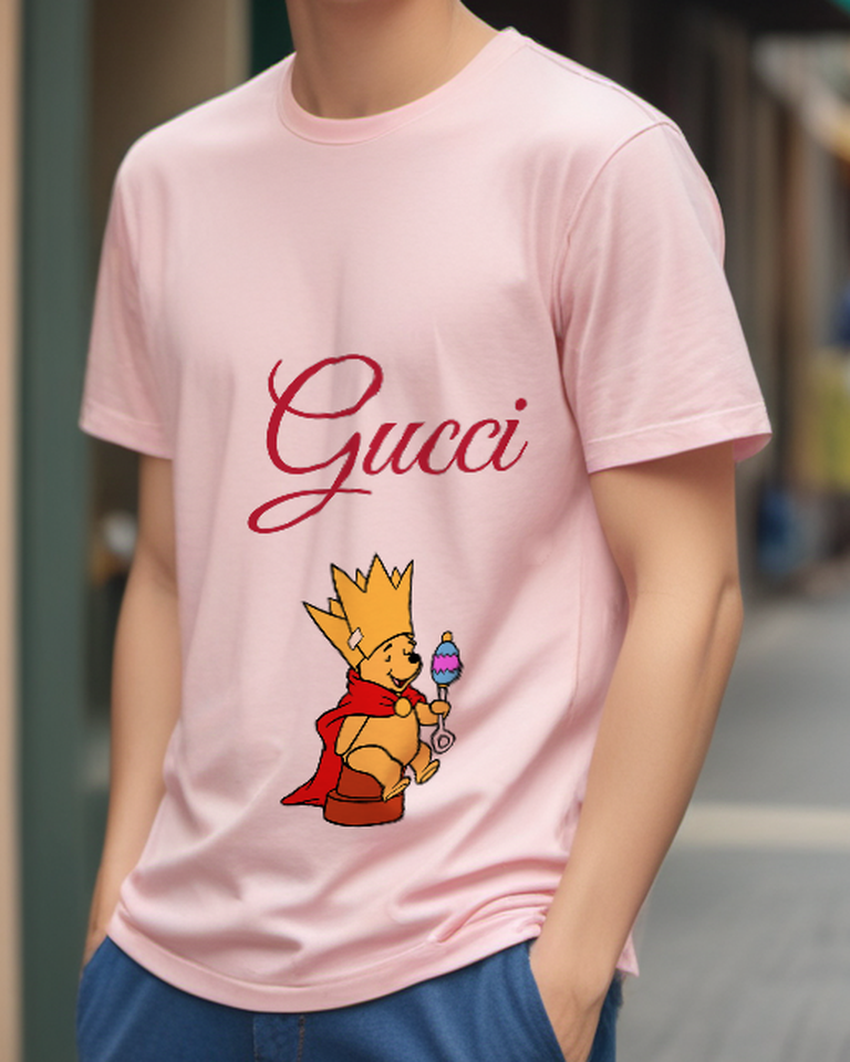 Blush Pink Crowned King Bear Graphic T-Shirt - styled view 2
