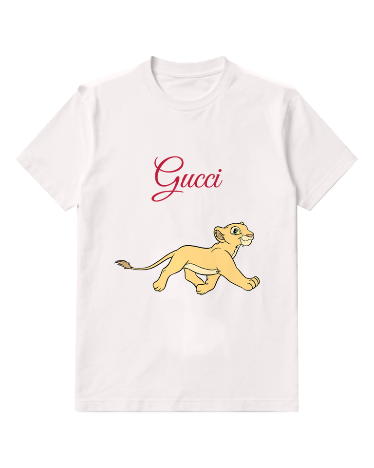 White Striding Lion Cub Graphic T-Shirt - front product view