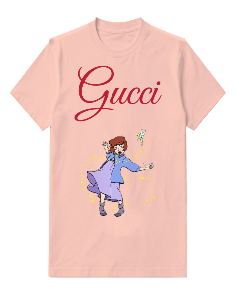 Blush Pink Tinker Bell Flying Above Girl Graphic T-Shirt - front product view