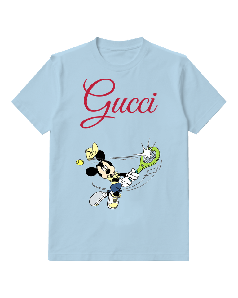 Sky Blue Tennis Bow Mouse Graphic T-Shirt - front product view