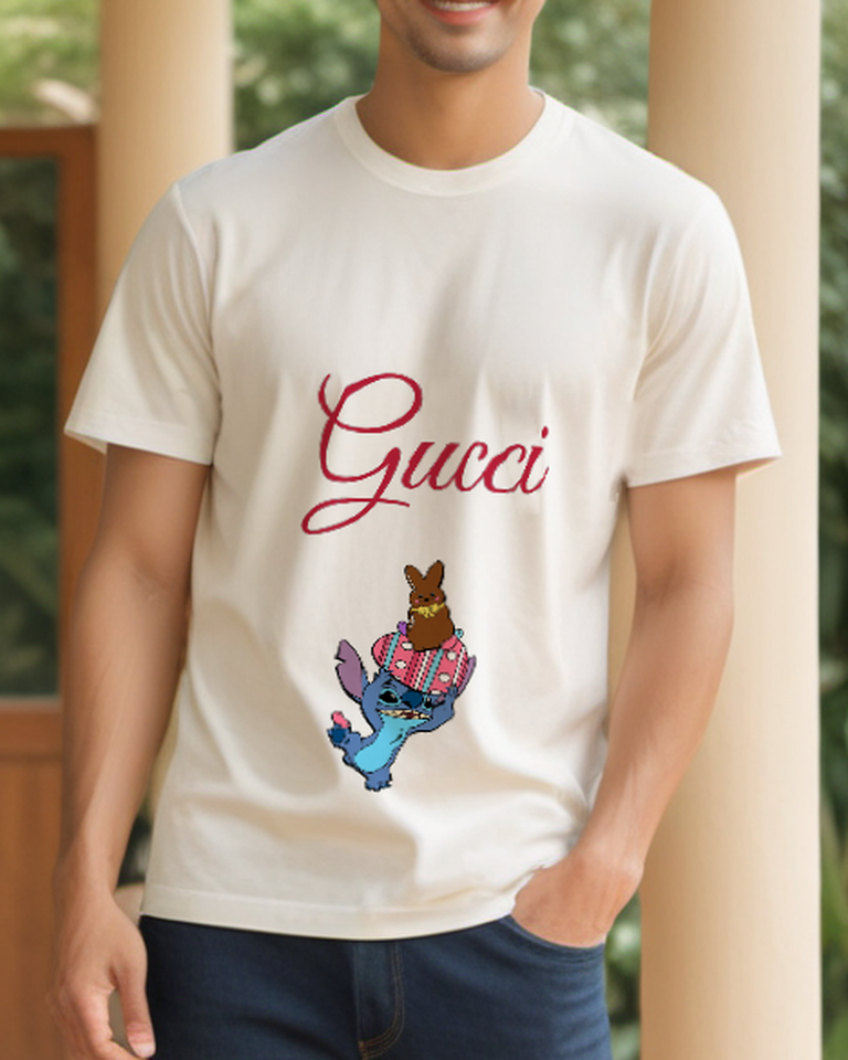 Ivory Gift Carrying Blue Creature Graphic T-Shirt - styled view 4
