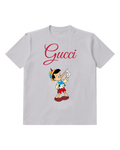 Light Gray Pinocchio Pointing Nose Upward Graphic T-Shirt - front product view