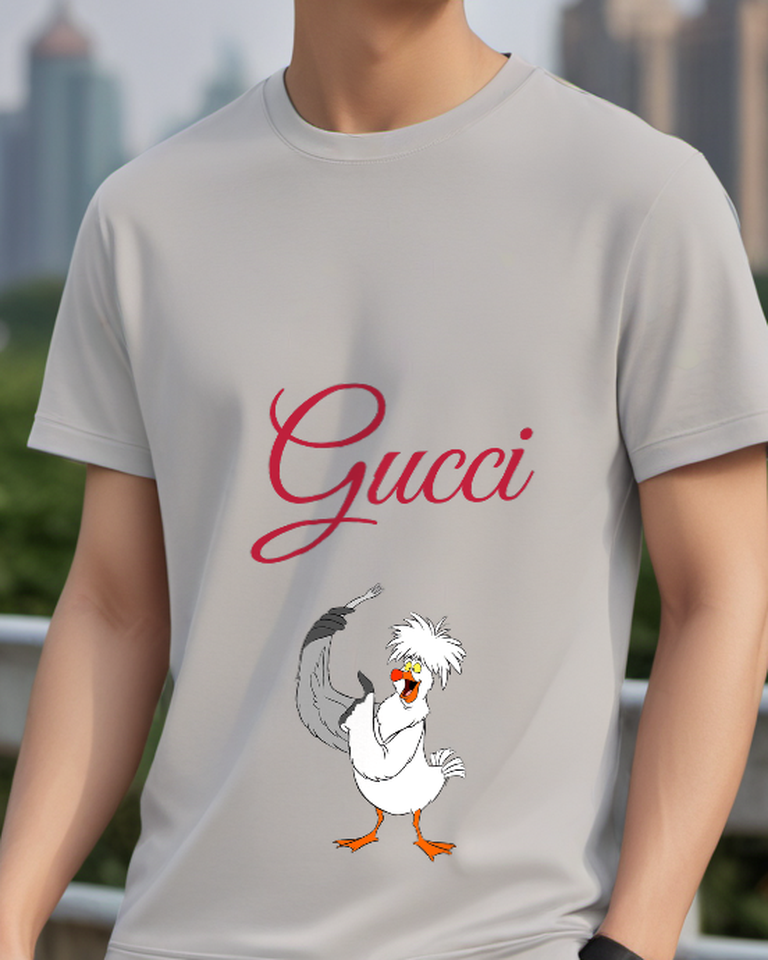 Light Gray Pelican Beak Pose Graphic T-Shirt - model wearing view