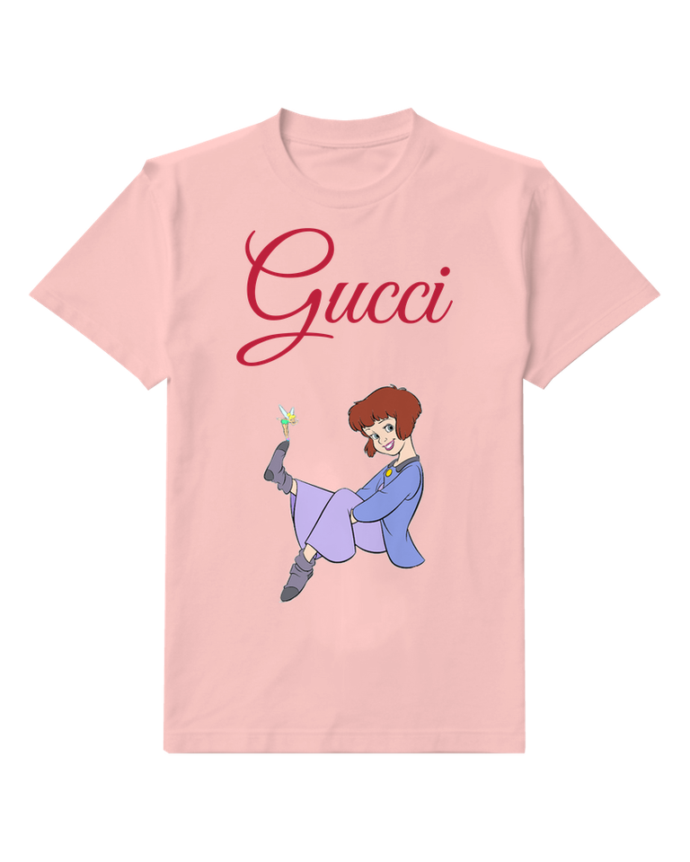 Blush Pink Tinker Bell Sitting Cross Legged Holding Fairy Graphic T-Shirt - front product view
