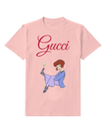 Blush Pink Tinker Bell Sitting Cross Legged Holding Fairy Graphic T-Shirt - front product view
