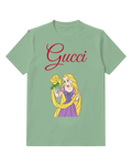 Sage Green Rapunzel Holds Chameleon In Hair Graphic T-Shirt - front product view