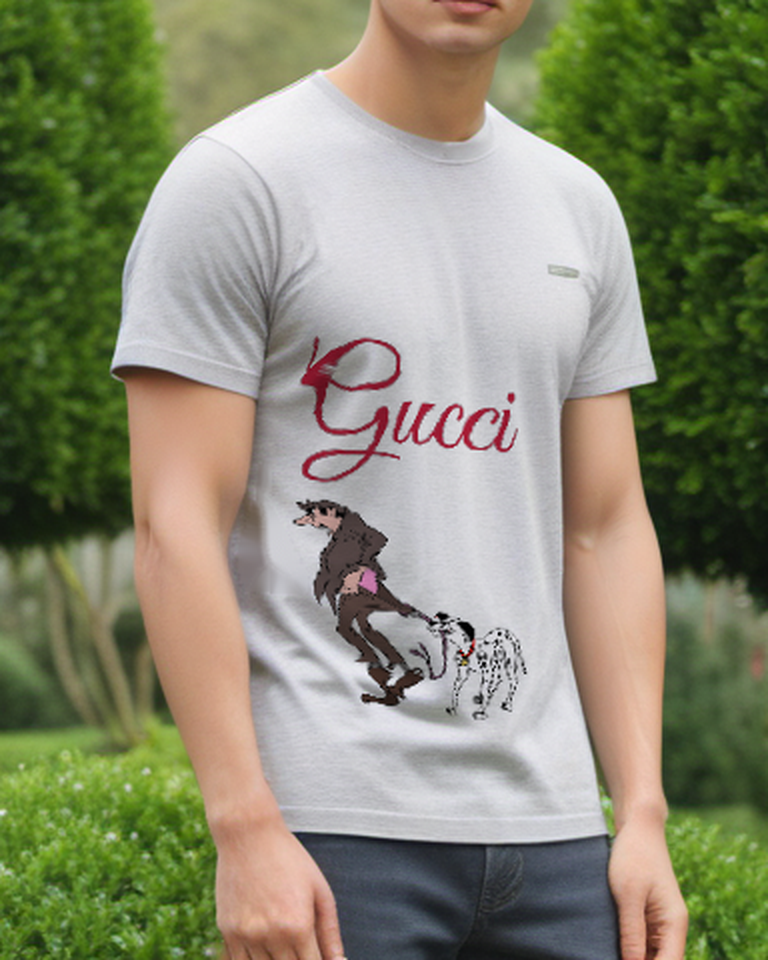 Light Gray Dalmatian Coat Pull Graphic T-Shirt - styled view 2