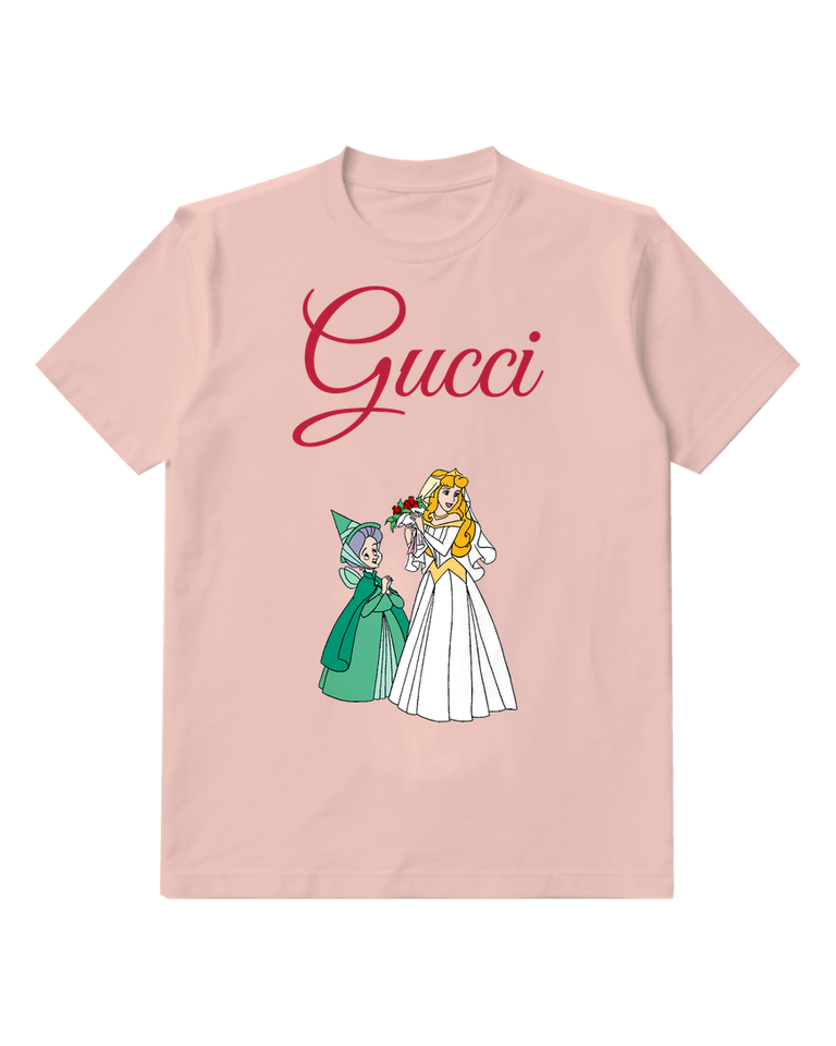 Blush Pink Princess Aurora Holding Roses Graphic T-Shirt - front product view