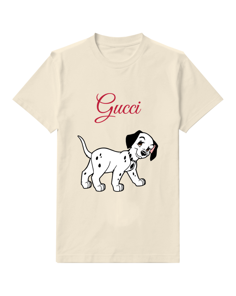 Ivory Dalmatian Puppy Walking Forward Graphic T-Shirt - front product view