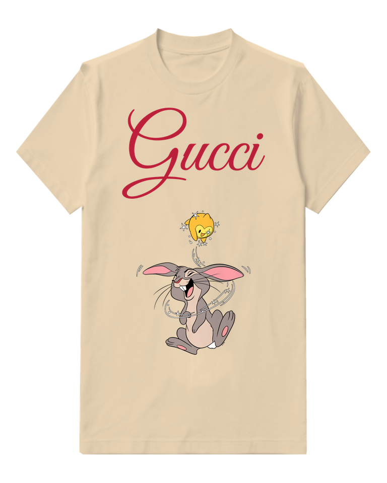 Ivory Bunny Rabbit Laughing With Star Above Graphic T-Shirt - front product view