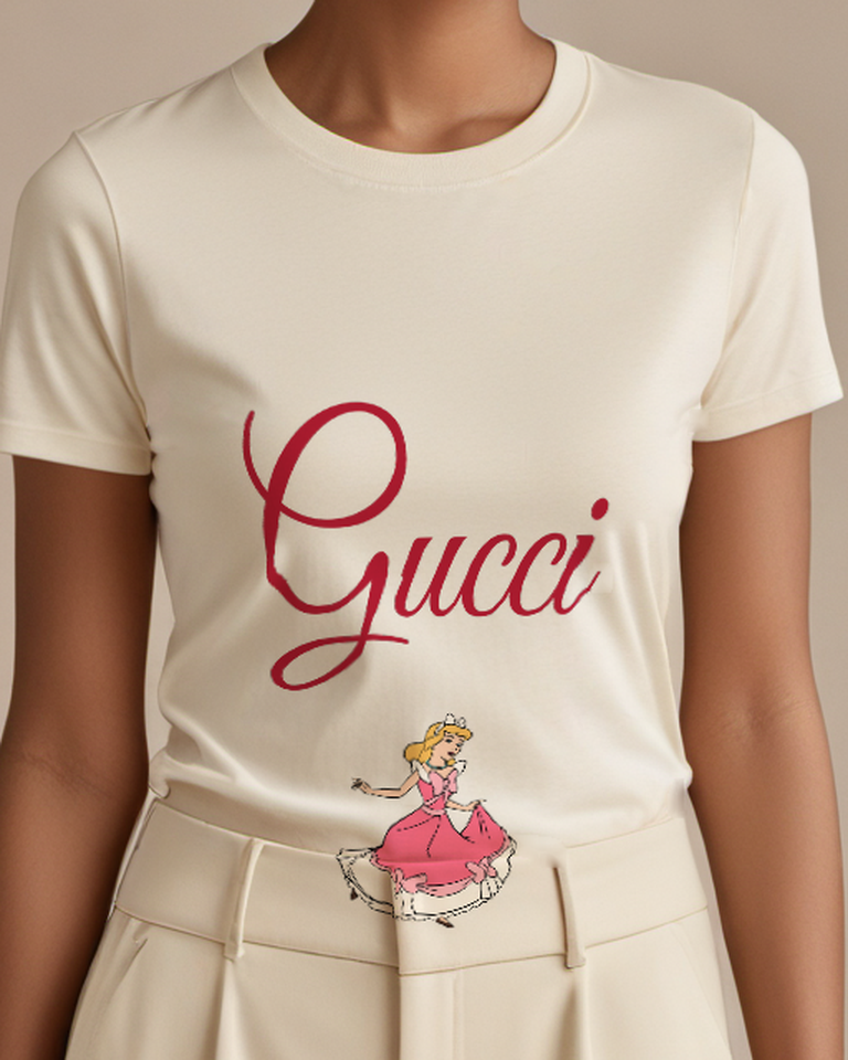 Ivory Cinderella In Dancing Pose Pink Gown Graphic T-Shirt - model wearing view