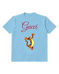 Sky Blue Tiger Dancing Joyfully Graphic T-Shirt - front product view
