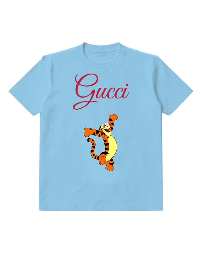 Sky Blue Tiger Dancing Joyfully Graphic T-Shirt - front product view