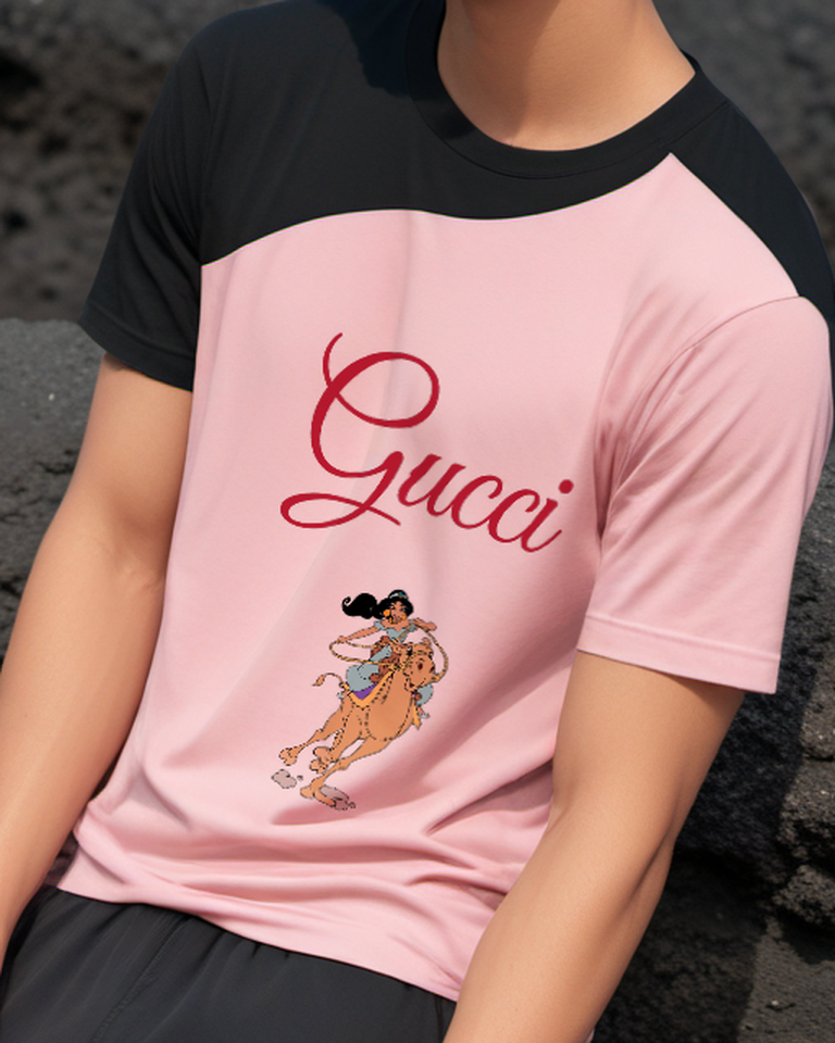 Blush Pink Jasmine Riding Camel With Rope Graphic T-Shirt - model wearing view