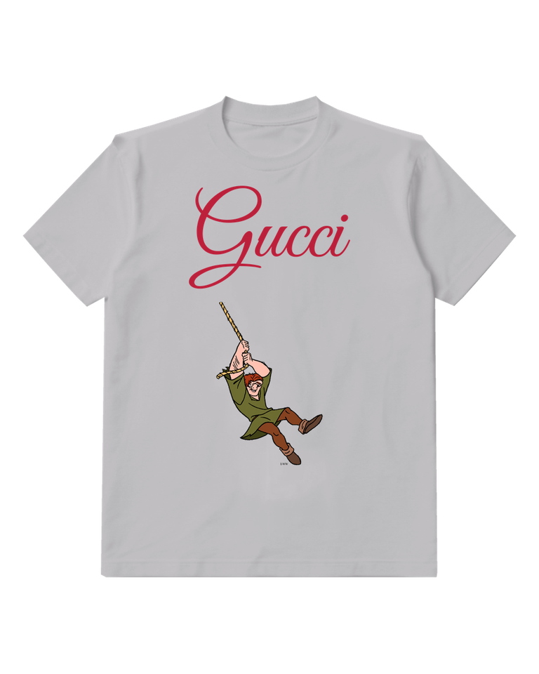 Light Gray Quasimodo Swinging On Rope Graphic T-Shirt - front product view