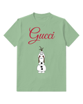 Sage Green Snowman With Twig Arms And Head Graphic T-Shirt - front product view