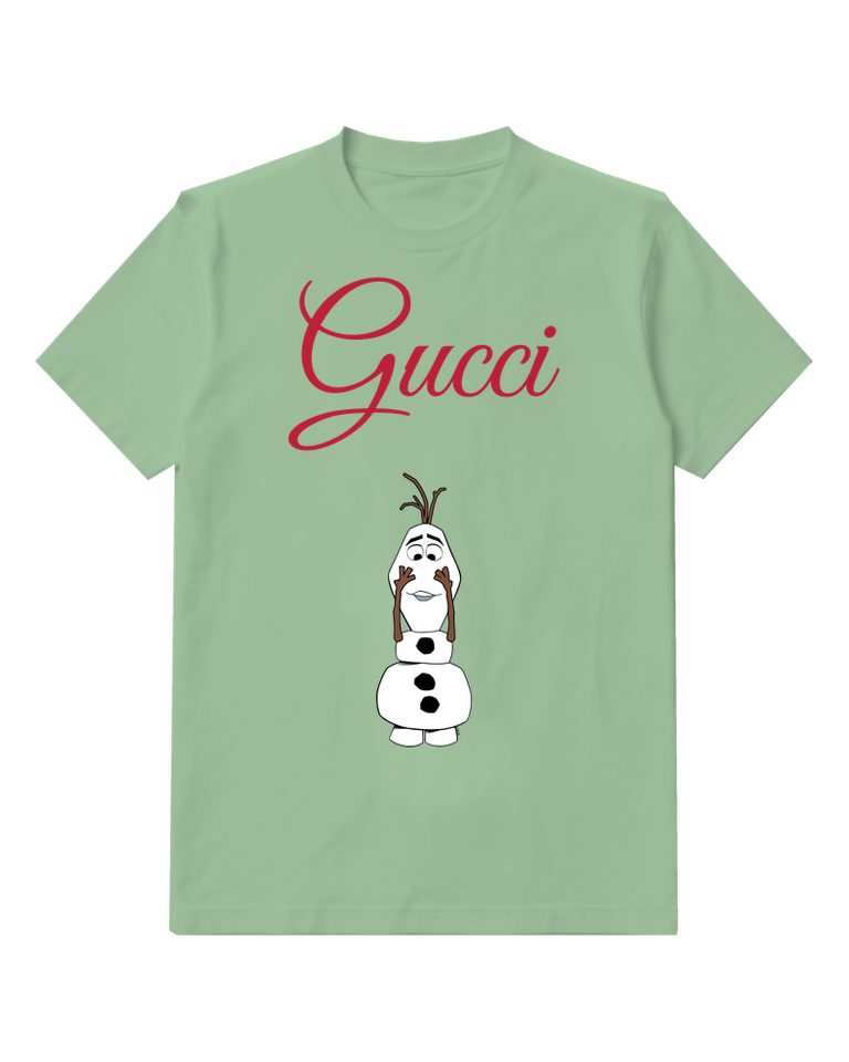 Sage Green Snowman With Twig Arms And Head Graphic T-Shirt - front product view