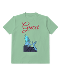 Sage Green Blue Skinned Villain With Flame Hair Graphic T-Shirt - front product view