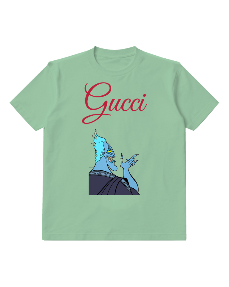 Sage Green Blue Skinned Villain With Flame Hair Graphic T-Shirt - front product view