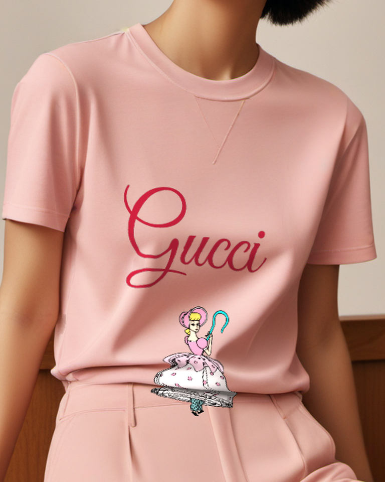 Blush Pink Shepherdess Wide White Skirt Graphic T-Shirt - model wearing view