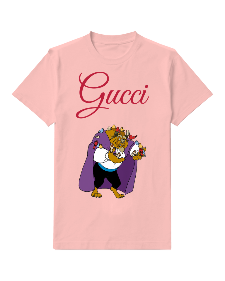 Blush Pink Beast With Birds On Shoulders Graphic T-Shirt - front product view
