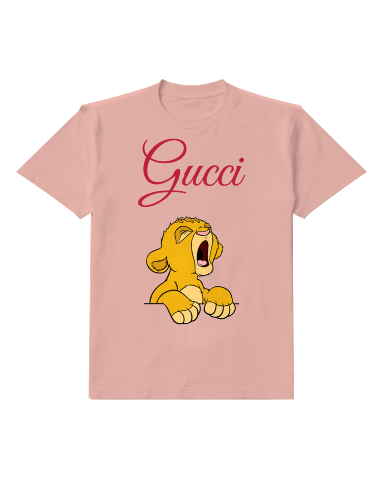 Blush Pink Lion Cub Wide Yawn Graphic T-Shirt - front product view
