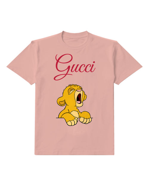 Blush Pink Lion Cub Wide Yawn Graphic T-Shirt - front product view
