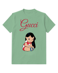 Sage Green Island Girl Folded Arms Portrait Graphic T-Shirt - front product view